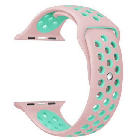 Curea iUni compatibila cu Apple Watch 1/2/3/4/5/6/7, 38mm, Silicon Sport, Pink/Blue