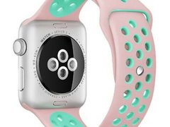 Curea iUni compatibila cu Apple Watch 1/2/3/4/5/6/7, 38mm, Silicon Sport, Pink/Blue